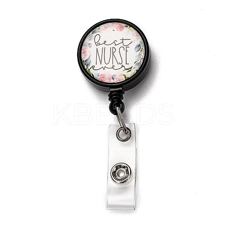 Flat Round ABS Plastic Badge Reel AJEW-I053-37K-1