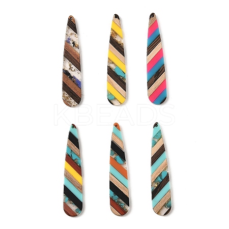 Transparent Resin & Walnut Wood Big Pendants RESI-E050-01A-1