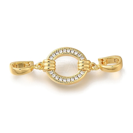Brass Micro Pave Clear Cubic Zirconia Fold Over Clasps KK-H480-33G-1