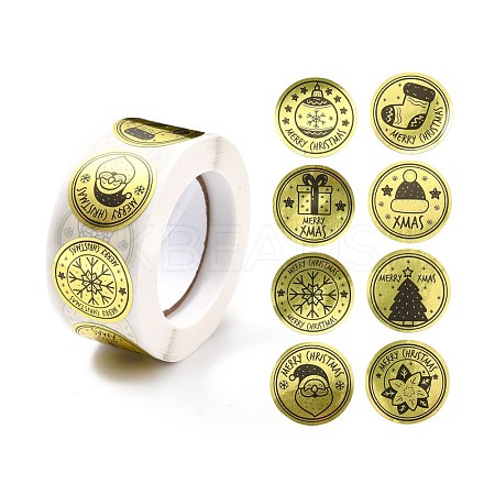 Christmas Themed Flat Round Roll Stickers DIY-B045-12-1