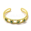 Square & Teardrop & Horse Eye Glass Open Cuff Bangle with Cubic Zirconia BJEW-A136-01G-02-1