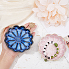 2Pcs 2 Colors Flambed Glazed Lotus Jewelry Plate for Rings Bracelets Necklaces AJEW-DC0001-38-3