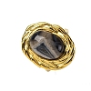 Oval Natural Banded Agate Finger Rings RJEW-M063-01G-14-2