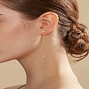 1 Pair Brass Rhinestone Heart Tassel Ear Thread for Women EJEW-LP0003-63G-1