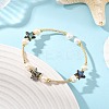 Natural Paua Shell & Potato Pearl Beaded Stretch Bracelets BJEW-JB14172-02-1