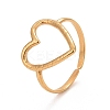 Ion Plating(IP) 304 Stainless Steel Open Heart Cuff Ring for Women LS-RJEW-C025-22G-1
