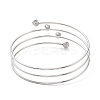 304 Stainless Steel Triple Loops Wire Wrap Bangle BJEW-K227-02P-3