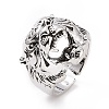 Tiger Head Wide Band Rings for Men RJEW-F126-06AS-2