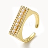 Rectangle Rack Plating Brass Micro Pave Clear Cubic Zirconia Open Cuff Rings RJEW-M162-09G-1