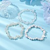 3Pcs Natural Quartz Crystal & Synthetic White Howlite & Natural White Moonstone Chip Beaded Stretch Bracelet Sets BJEW-JB10857-5