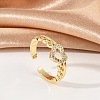 Heart Brass Micro Pave Clear Cubic Zirconia Open Cuff Rings for Women RJEW-G343-01G-1