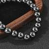 Non-magnetic Hematite Beaded Ball Stretch Bracelets BJEW-M066-B-02-2