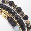 5Pcs 5 Style Natural Lava Rock & Natural Quartz & Synthetic Hematite Stretch Bracelets Set BJEW-JB08739-6