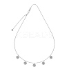 Clear Cubic Zirconia 5 Flat Round Pendant 925 Sterling Silver Cable Chain Necklaces for Women NJEW-S457-04P-A-1