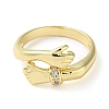 Eco-Friendly Brass Micro Pave Clear Cubic Zirconia Open Ring  RJEW-A025-03G-2