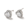 Clear Cubic Zirconia Heart Stud Earrings X-EJEW-K093-21P-1