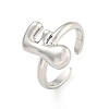 Brass Letter Open Cuff Rings for Women RJEW-G313-01F-P-1