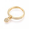 Brass Micro Pave Cubic Zirconia Cuff Rings for Women KK-T071-81G-3