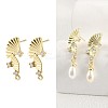 Brass Micro Pave Cubic Zirconia Stud Earring Findings KK-K371-44G-2