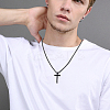 3Pcs 3 Colors Stainless Steel Cross Pendant Necklace with Box Chains NJEW-AN0001-76-4