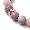 3Pcs 3 Colors 8.5mm Round Natural Pink Zebra Jasper Beaded Stretch Bracelets BJEW-JB10256-4