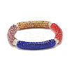 Bling Polymer Clay Rhinestone Curved Tube Beads Stretch Bracelet for Women BJEW-JB07490-7