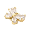Brass Clear Cubic Zirconia Connector Charms/Links FIND-L019-07G-04-2