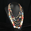 Bohemian Style Barrel Wood Beaded Multilayer Necklaces for Women WG93846-02-1