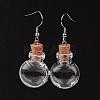 Flat Round Glass Wishing Bottle Dangle Earrings EJEW-JE02040-06-1