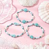 3Pcs Synthetic Turquoise & Porcelain & Dyed Natural Howlite Beads Stretch Bracelets for Women BJEW-JB11793-1