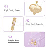 1Pair Brass Clear Cubic Zirconia Heart Hoop Earrings EJEW-TA0008-59-3