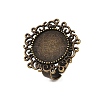 Vintage Adjustable Iron Flower Finger Ring Components Alloy Cabochon Bezel Settings X-PALLOY-O036-01AB-NF-3