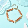 Braided Waxed Polyester Rectangle Link Chain Bracelets BJEW-JB10000-05-2
