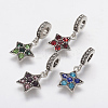 Tibetan Style Alloy Rhinestone European Dangle Charms PALLOY-F202-20-1