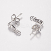 Brass Micro Pave Cubic Zirconia Stud Earring Findings ZIRC-G122-59P-RS-2