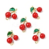 5Pcs Brass FireBrick Enamel Connector Charms KK-CJ0003-26A-1