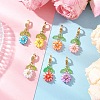 7Pcs Flower Polymer Clay & Glass Pendants Decorations HJEW-MZ00327-2