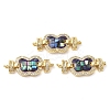 Rack Plating Brass Micro Pave Clear Cubic Zirconia Butterfly Links Connector Charms KK-K385-102G-01-1