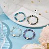 Round Natural Apatite & Green Aventurine & Amethyst & Moss Agate Beads Stretch Rings for Women RJEW-JR00714-01-2
