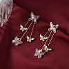 Butterfly Alloy Rhinestone Dangle Stud Earrings FS-WG259EB-01-5