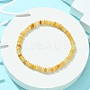 Natural Yellow Aventurine Flat Round Beaded Stretch Bracelets for Women BJEW-JB09717-02-2
