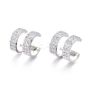 Brass Micro Pave Clear Cubic Zirconia Cuff Earrings EJEW-I249-07P-1