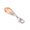 Wire Wrapped Glass Teardrop Pendant Decorations HJEW-JM02974-01-5