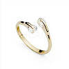 Real 18K Gold Plated Brass Cubic Zirconia Cuff Rings RJEW-EE0001-024E-1