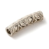 Hollow Tibetan Style Alloy Carved Flower Tube Beads TIBEB-L007-07AS-2
