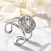 Square with Sun 304 Stainless Steel Open Cuff Rings for Women RJEW-M046-01P-1