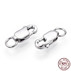 Rhodium Plated 925 Sterling Silver Lobster Claw Clasps STER-T004-83P-4