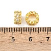 Brass Micro Pave Clear Cubic Zirconia Rondelle European Beads KK-C142-04B-G-3