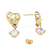 Cubic Zirconia Heart Dangle Earrings EJEW-N011-77-4