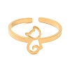Hollow Cat 304 Stainless Steel Open Cuff Rings for Women RJEW-N048-07G-2